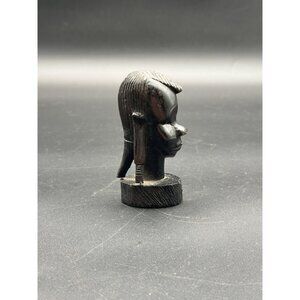 Beautiful Hand Carved Ebony Wood Figure Bust Of Woman African Tribal Art